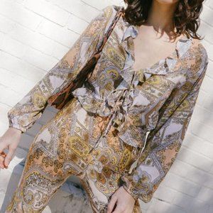 NEW Novella Royale geo paisley Hazel blouse - M